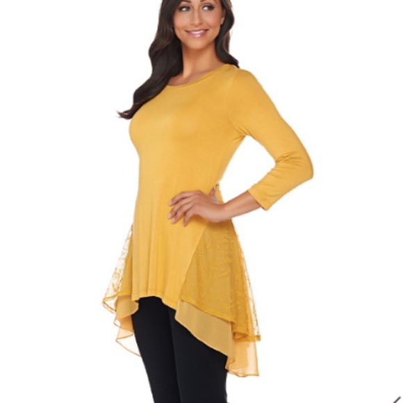 LOGO by Lori Goldstein Tops - LOGO Size XL Embroidered Mesh Detail Knit Top 0255